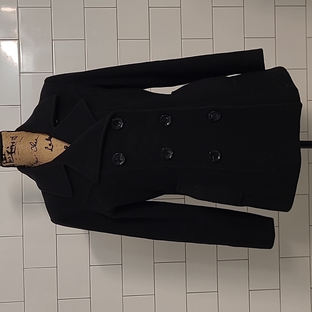 Anne Klein Black Peacoat wool blend Small